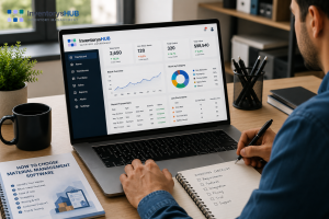 Business owner comparing options while learning how to choose material management software